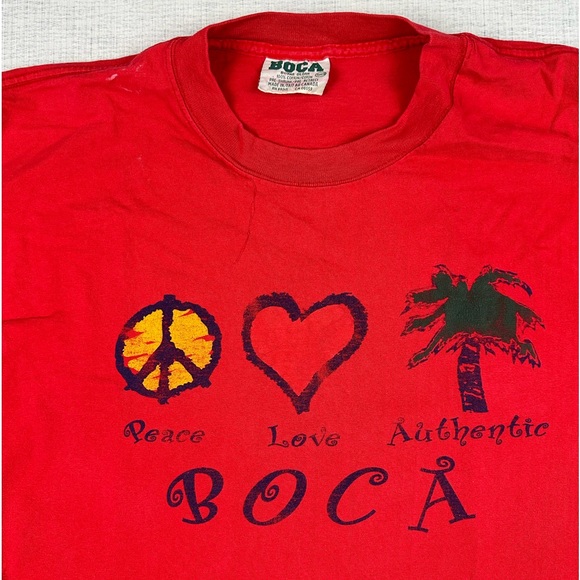 Boca By Gildan Red Short Sleeve T-Shirt One Size Made In Canada - Picture 3 of 9